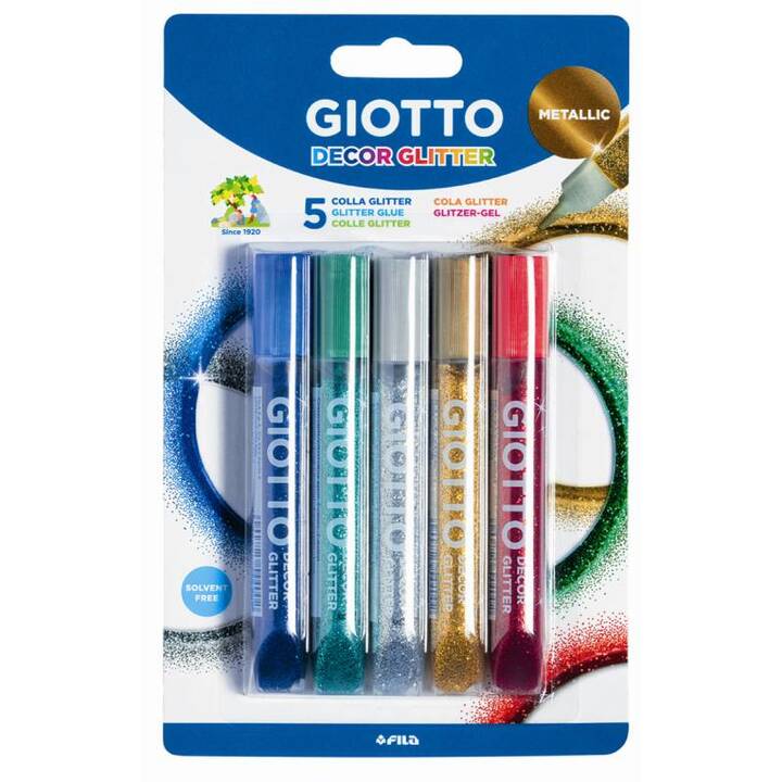 GIOTTO Glitzerstift (Silber, Gold, Grün, Rot, Blau, 5 Stück)