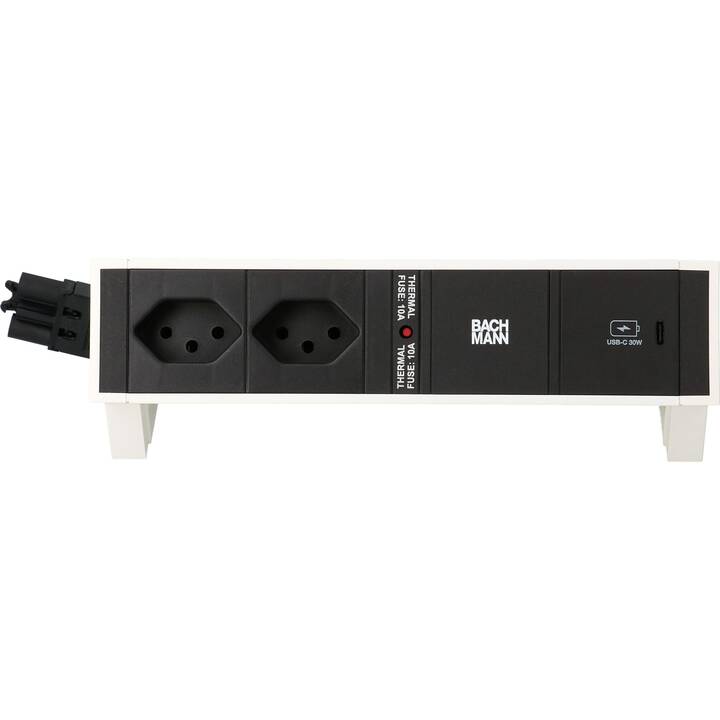 BACHMANN Steckdosenleiste Desk 2 (USB, T13 / GST18i3, 0.2 m, Schwarz, Weiss)