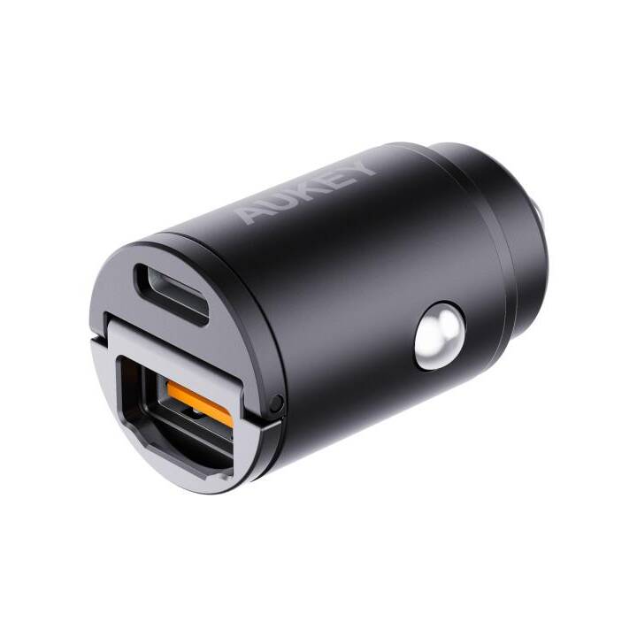 AUKEY Caricabatteria auto Enduro (30 W, Presa accendisigari, USB di tipo C, USB di tipo A)
