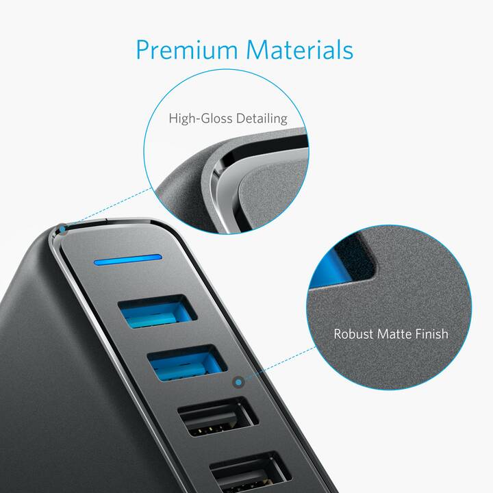 ANKER PowerPort Speed 5 Chargeur mural (63 W, USB-A)