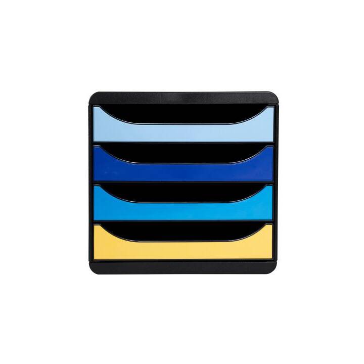 EXACOMPTA Cassettiera da scrivania BeeBlue (A4, 27.1 cm  x 34.7 cm  x 27.8 cm, Zafferano, Blu chiaro, Blu marino, Turchese, Black)