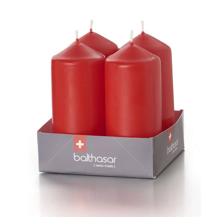 BALTHASAR Bougie cylindrique (Rouge, 4 pièce)
