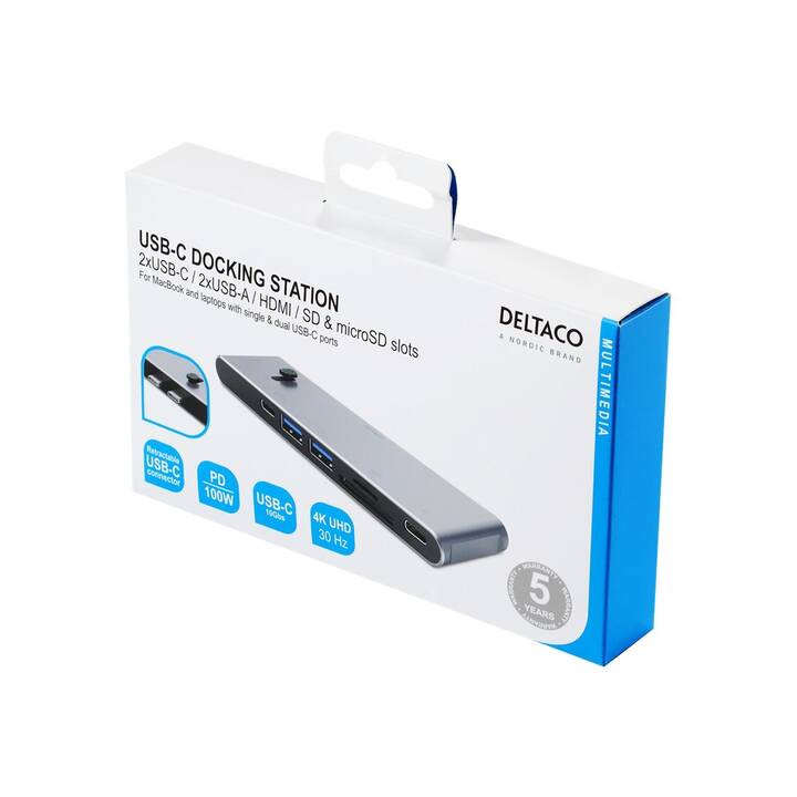 DELTACO Dockingstation (HDMI, DisplayPort)