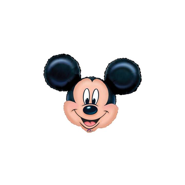 Palloncino Mylar Amscan Mickey Mouse 42cm - Rotondo Con Scritta Happy Birthday, Alluminio, Gonfiabile Ad Elio O Aria, Per Festa Bambini