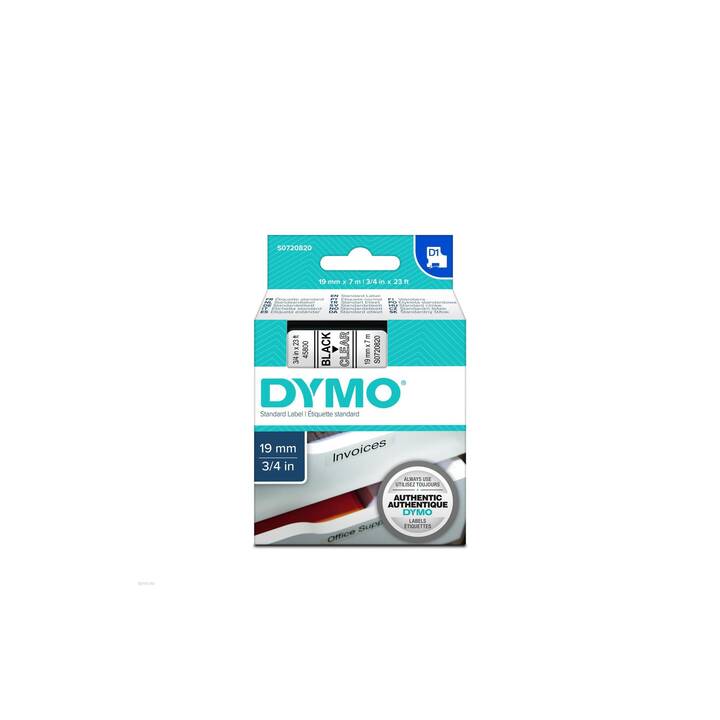 DYMO D1 Nastro delle scritture (Nero / Transparente, 19 mm)