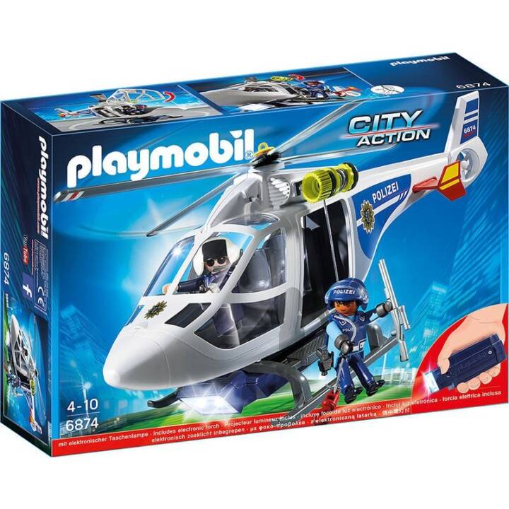 PLAYMOBIL City Action Hélicoptère de police avec projecteur de recherche (6874)