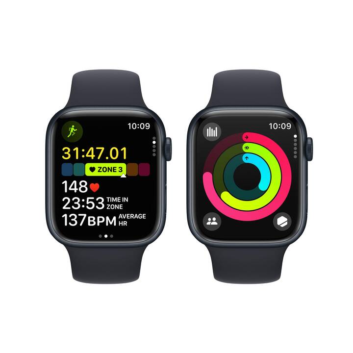 APPLE Watch Series 9 GPS (45 mm, Alluminio, S/M)