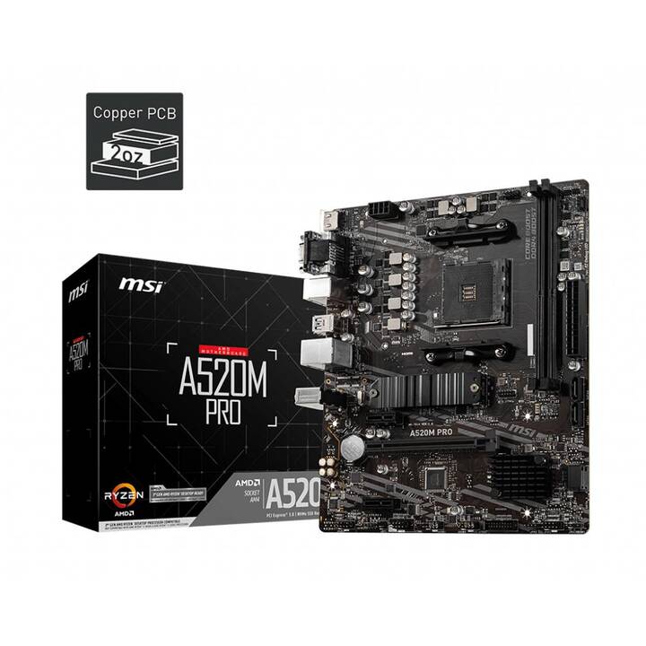 MSI A520M Pro (AM4, AMD A520, Micro ATX) - Interdiscount