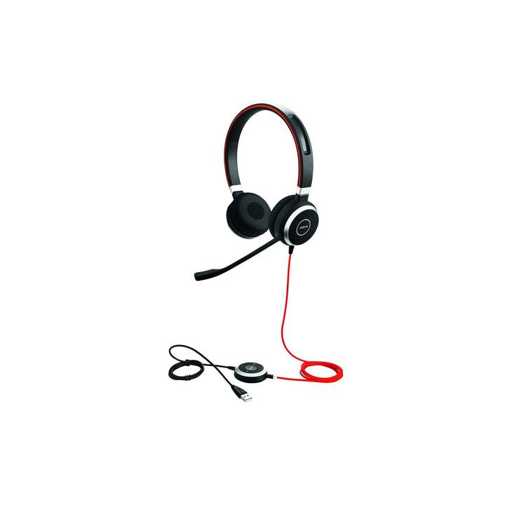 JABRA Office Headset Evolve 40 Duo UC (On-Ear, Kabel, Silber, Schwarz)