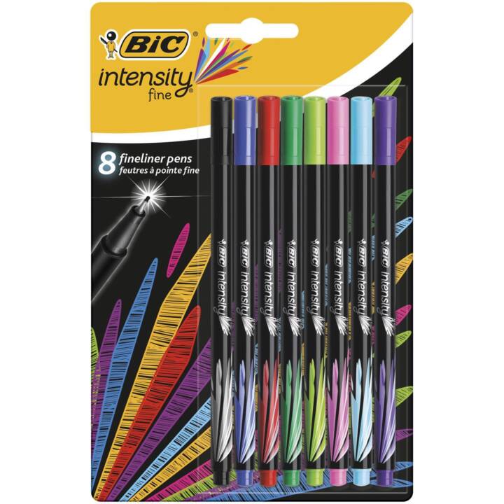 BIC Intensity Fine Fineliner (Pink, Blau, Violett, Grün, Schwarz, Rot, 8 Stück)