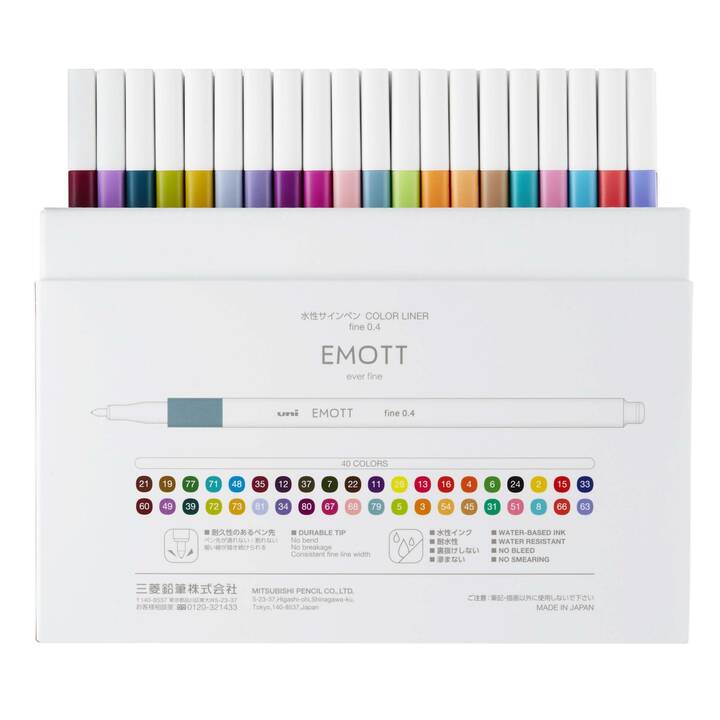 UNI Emott Standard Pennarello (Multicolore, 40 pezzo)