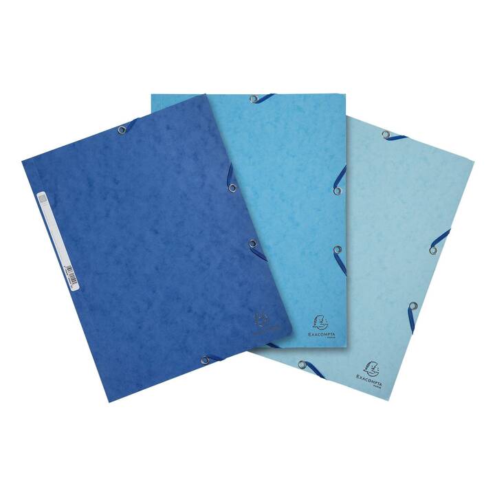 EXACOMPTA Dossier à élastique (Bleu, Bleu clair, Turquoise, A4, 3 pièce)