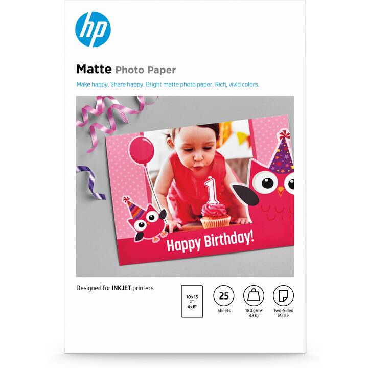 HP Fotopapier (25 Blatt, 100 x 150 mm, 180 g/m2)