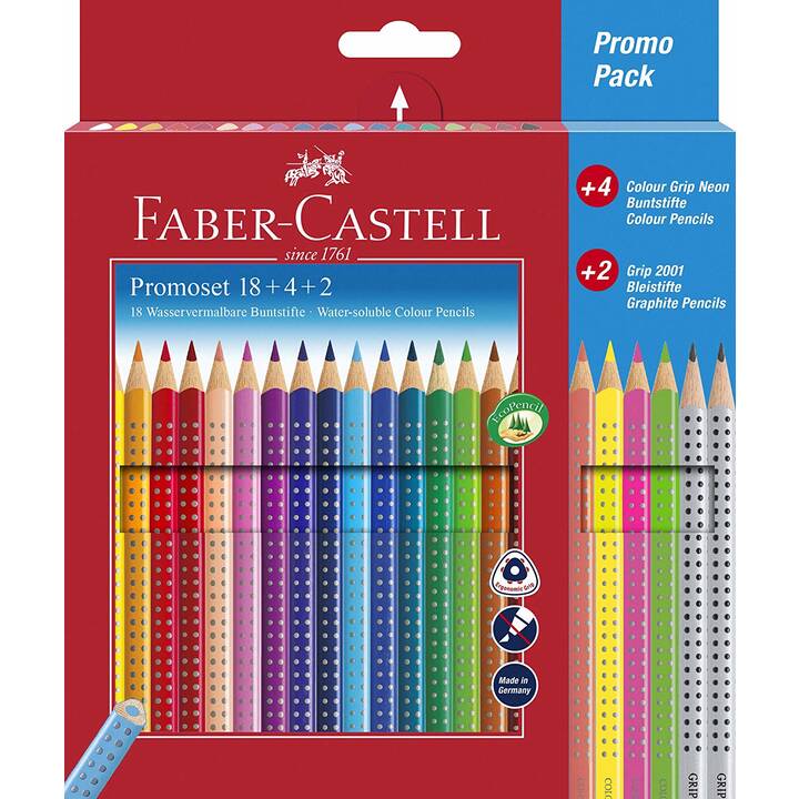 FABER-CASTELL Crayons de couleur Colour Grip (Multicolore, 18 pièce)