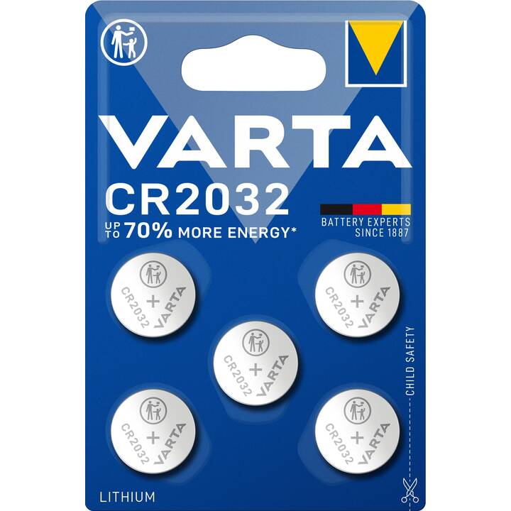 VARTA Batterie (CR2032, Universel, 5 pièce)