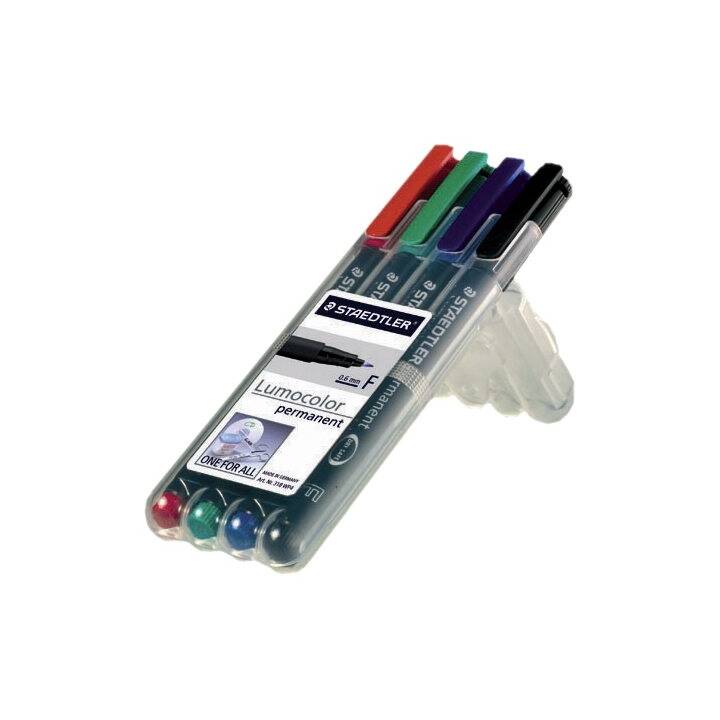 STAEDTLER Textmarker Lumocolor (Blau, Schwarz, Rot, Grün, 4 Stück)