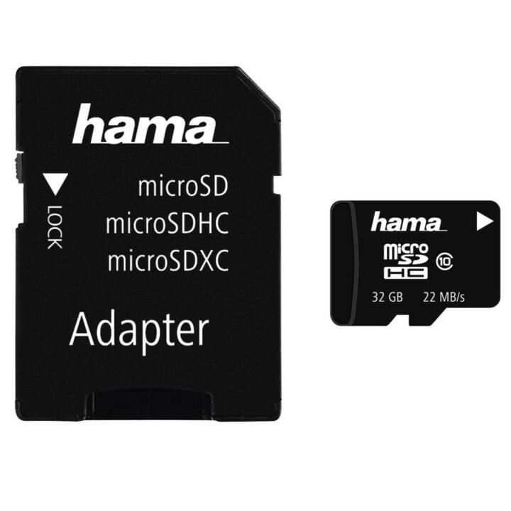 HAMA MicroSDHC 00108089 (Class 10, 32 Go, 22 Mo/s)