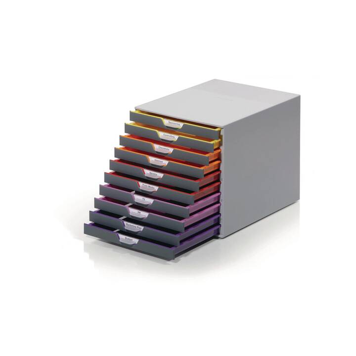 DURABLE Cassettiera da scrivania Varicolor 10 (C4, 28 cm  x 35.6 cm  x 29.2 cm, Multicolore, Grigio)