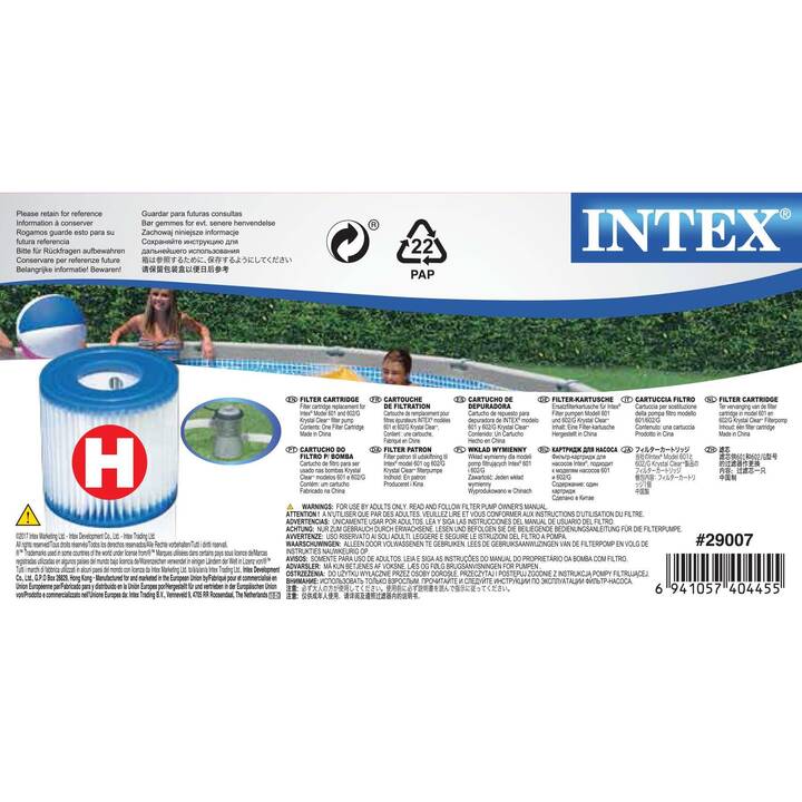 INTEX Cartouche de filtre Type H (9 cm, H)