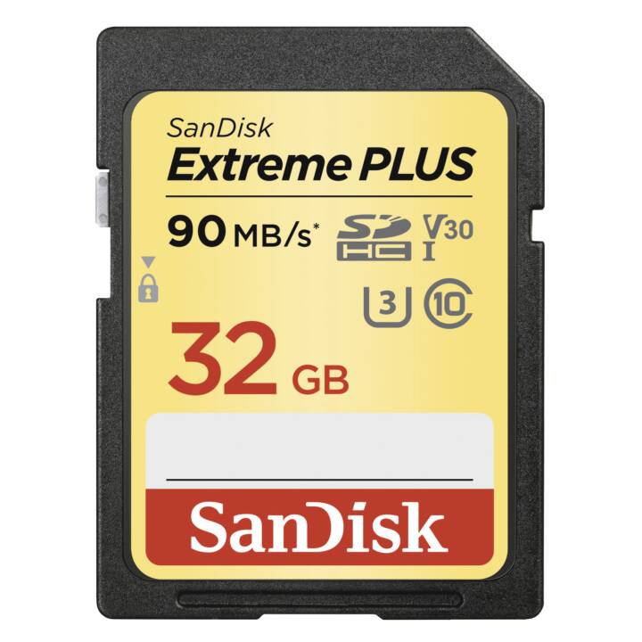 SANDISK SDHC ExtremePlus (Class 10, UHS-I Class 3, Video Class 30, 32 Go, 90 Mo/s)