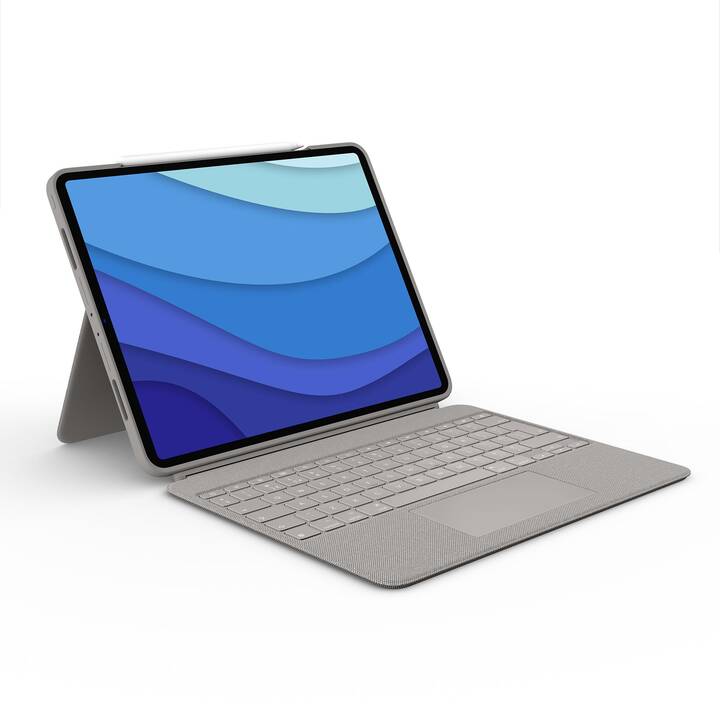 LOGITECH Combo Touch Type Cover / Tablet Tastatur (12.9", iPad Pro (6. Gen. 2022), iPad Pro (5. Gen. 2021), Beige)