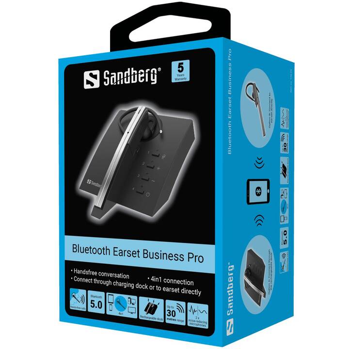 SANDBERG Office Headset Bluetooth Business Pro (In-Ear, Kabellos, Schwarz, Grau)