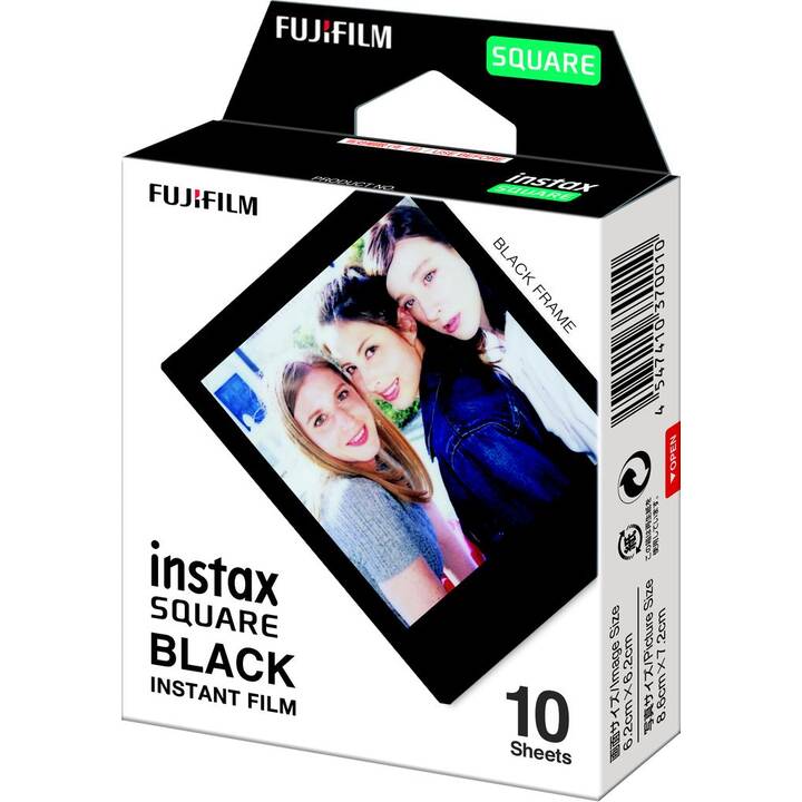 FUJIFILM Black Sofortbildfilm (Instax Square, Schwarz)