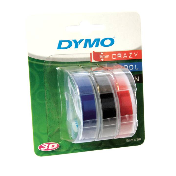 DYMO S0847750 Bande de gaufrage (Blanc / Noir / Rouge / Bleu, 9 mm)