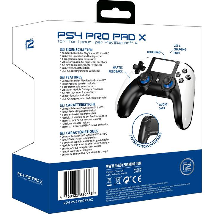 READY2GAMING PS4 Pro Pad X Controller (Bianco, Nero)