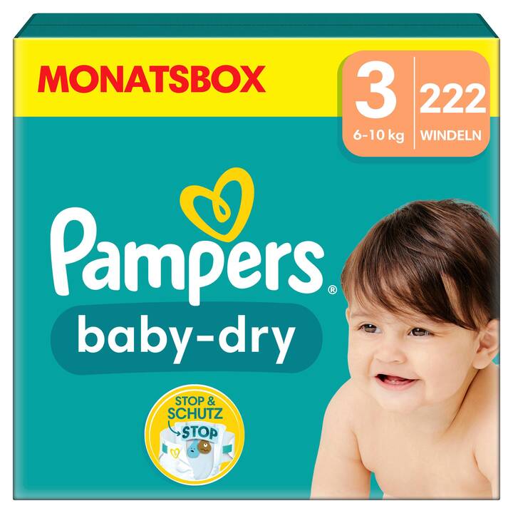 PAMPERS Baby-Dry Midi T. 3 (222 pièce)