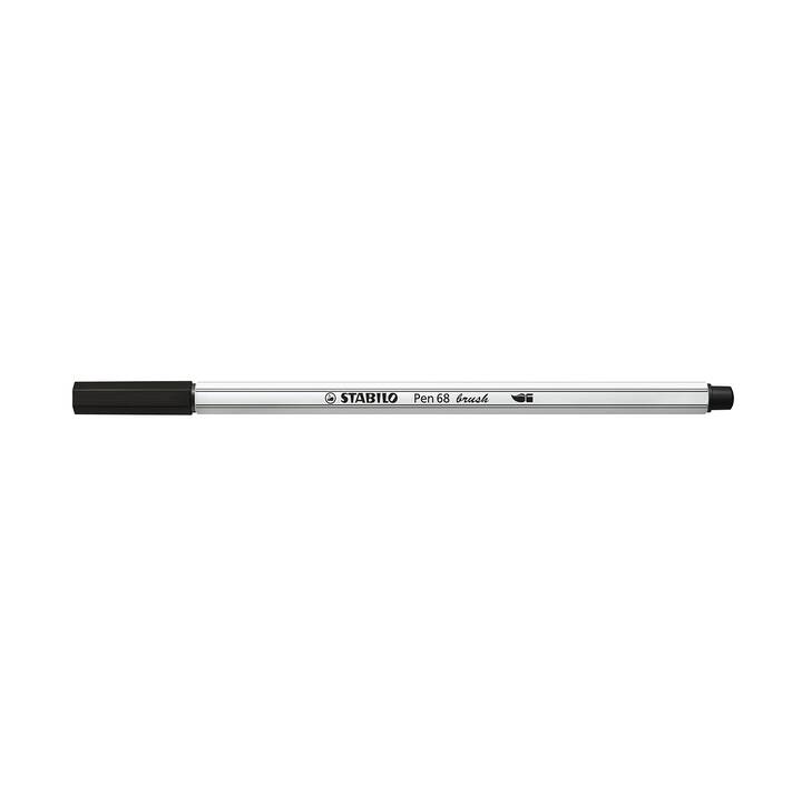 STABILO Pen 68 brush Filzstift (Schwarz, 1 Stück)