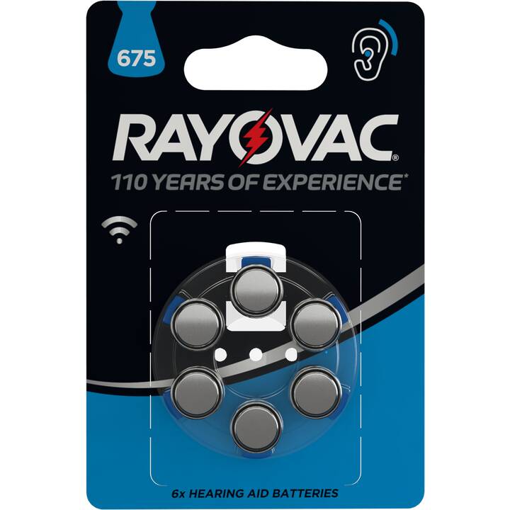 RAYOVAC 675 Batterie (PR44 / 675 / blau, Hörgerät, 6 Stück)