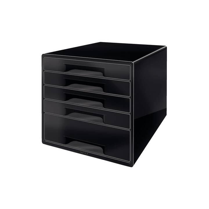 LEITZ Boite à tiroirs de bureau Cube (A4, 28.7 cm  x 27 cm  x 36.3 cm, Noir)