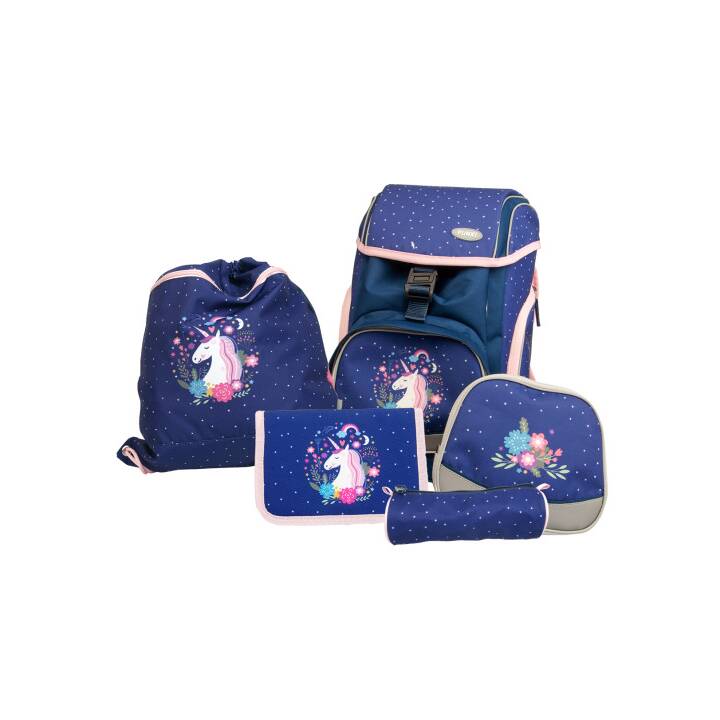 FUNKI Schulranzen Set Joy-Bag Unicorn (15 l, Blau, Pink)