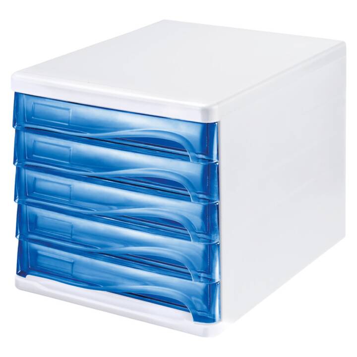 HELIT Boite à tiroirs de bureau (A4, 26.2 cm  x 33 cm  x 21.2 cm, Bleu)