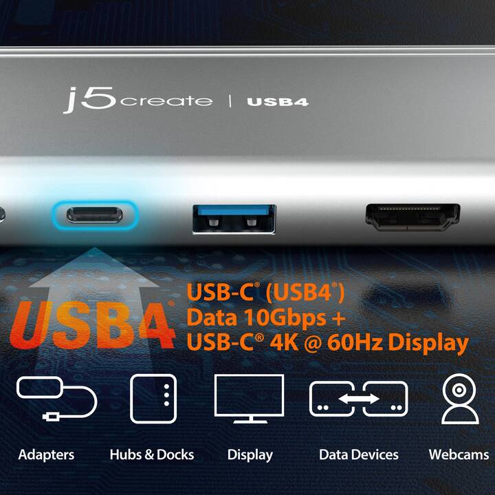 J5 CREATE JCD401-N  (1 Ports, USB Typ-A, DisplayPort, HDMI)