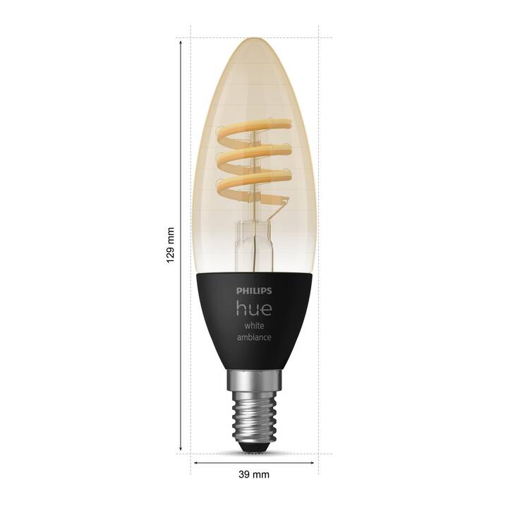 PHILIPS HUE LED Birne White Ambiance Filament (E14, Bluetooth, 4.6 W)