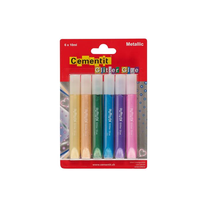 CEMENTIT Penna glitterata (Pink, Giallo, Blu, Viola, Arancione, Verde, 6 pezzo)