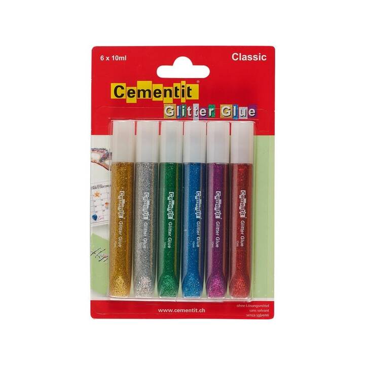 CEMENTIT Glue Classic Stylo à paillettes (Multicolore, 6 pièce)