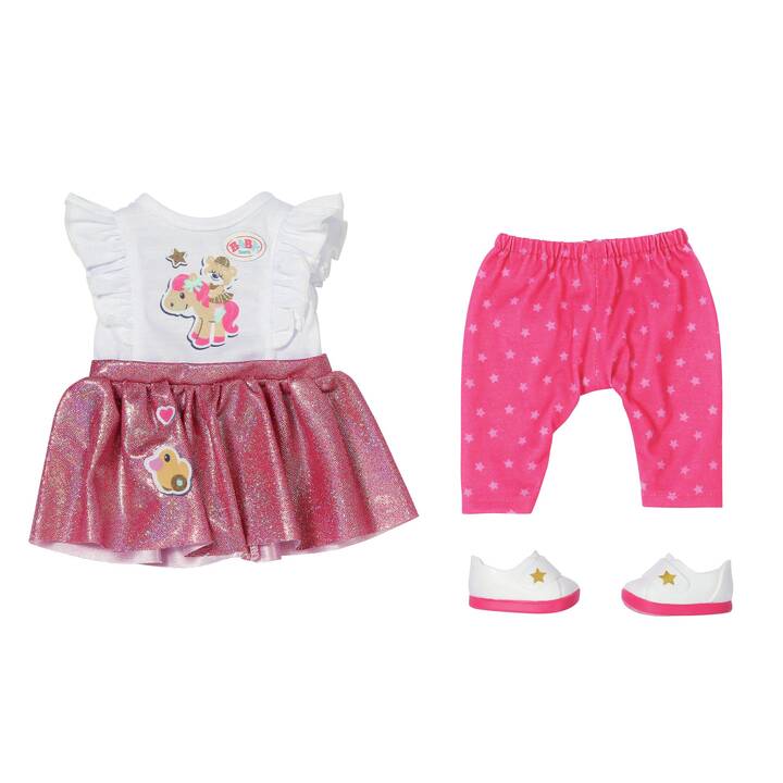 ZAPF CREATION Little Everyday Outfit Puppenkleider Set (Weiss, Rosa)