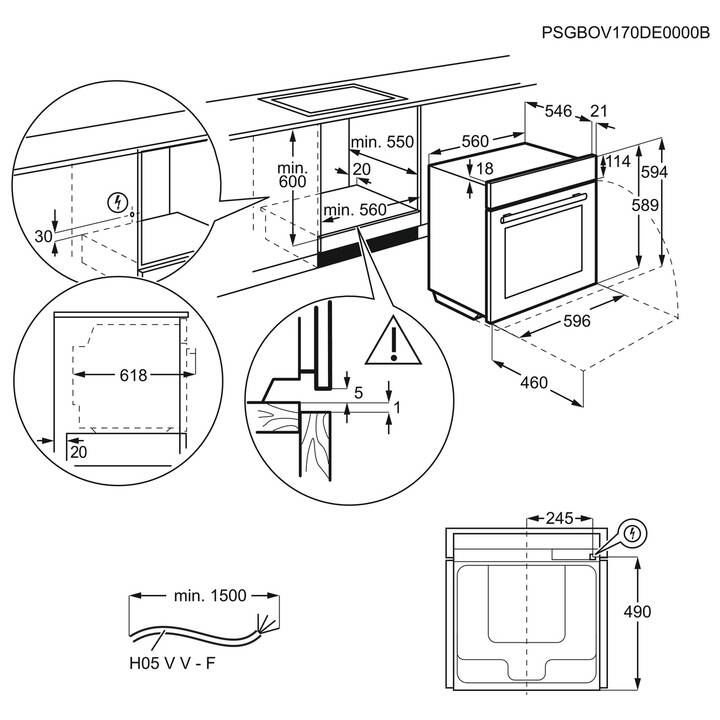 ELECTROLUX Backofen EB6GL40XCN (Ein- / Unterbau, EU-Norm 60 cm, 71.0 l)