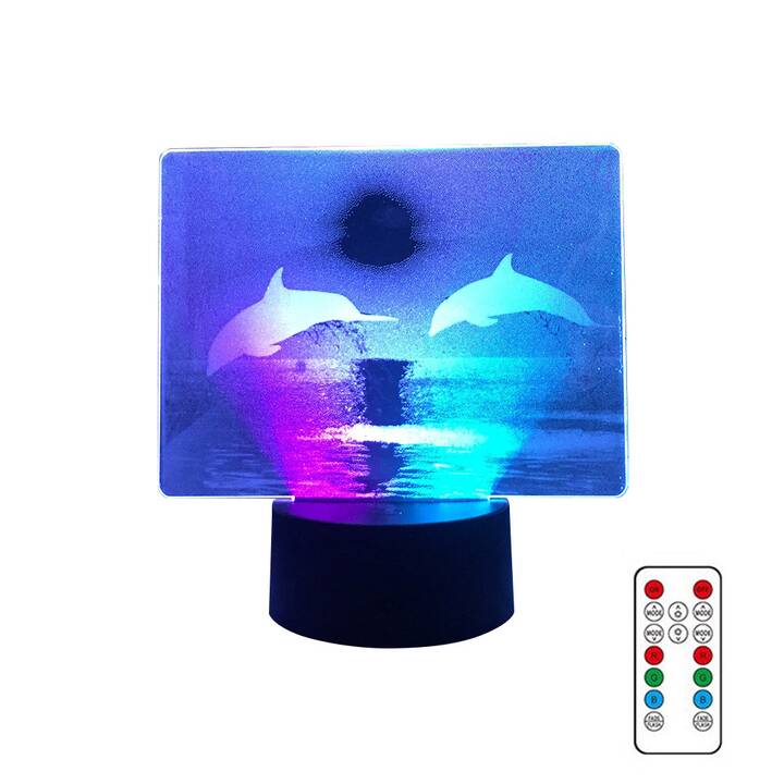 EG Veilleuse USB 16 couleurs LED avec télécommande (pas de batterie incluse) - dauphin