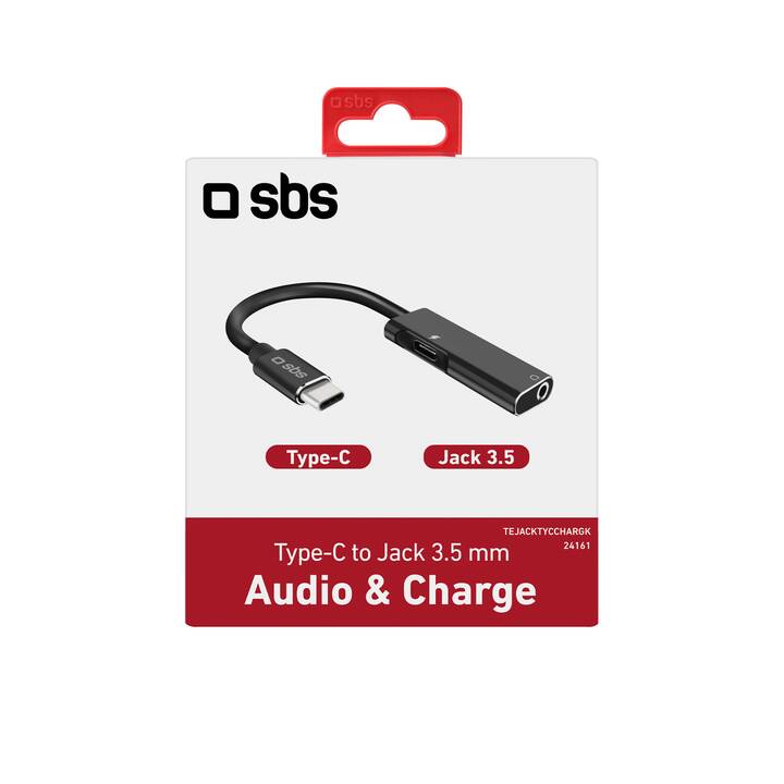 SBS Audio & Charge Kabel (3.5 mm Klinke, USB Typ-C, 9 m)