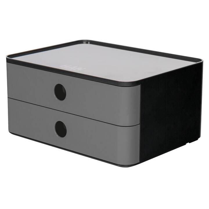 HAN Büroschubladenbox Allison (260 mm  x 195 mm  x 125 mm, Grau, Schwarz)
