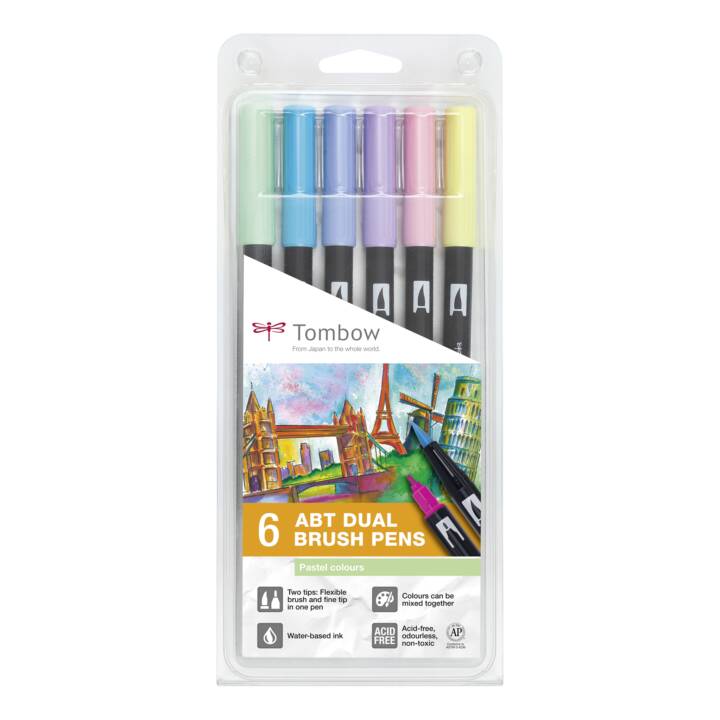 TOMBOW Crayon feutre (Mauve, Jaune, Vert, Bleu, Rose, 6 pièce)