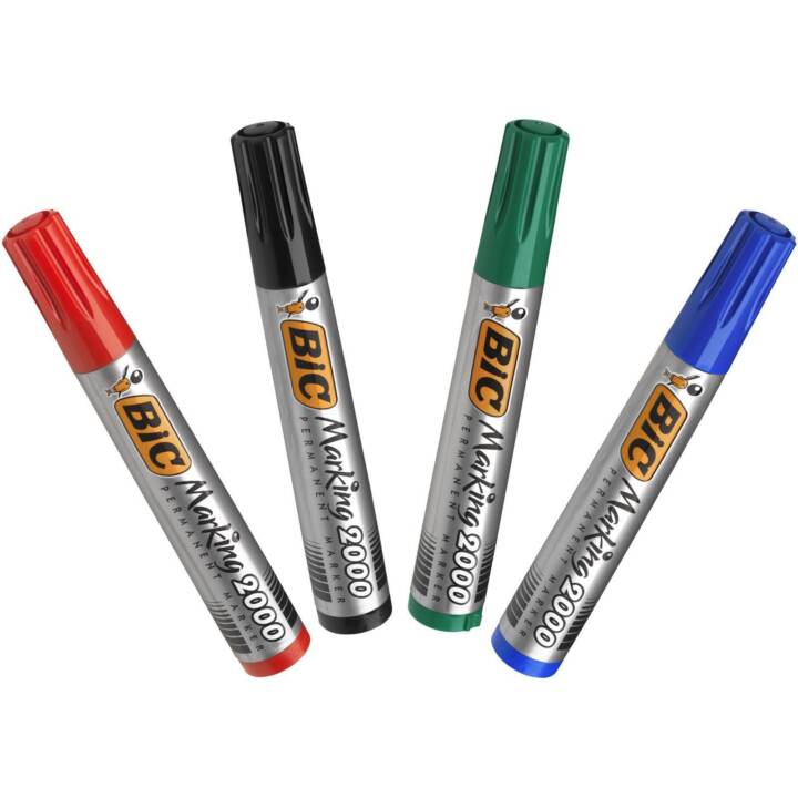 BIC Pennarello indelebile Marking 2000 Ecolutions (Blu, Nero, Rosso, Verde, 4 pezzo)