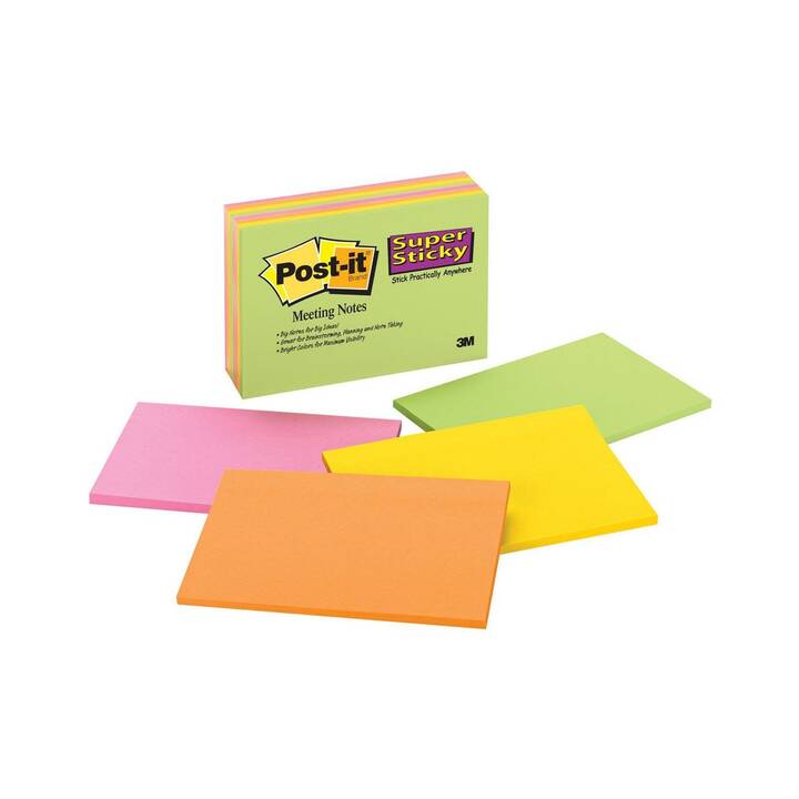 3M Notes autocollantes Super (4 x 45 feuille, Coloris assortis)