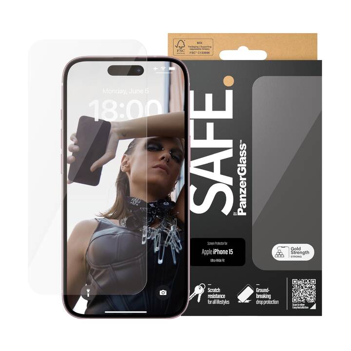SAFE. Vetro protettivo da schermo Ultra Wide Fit (iPhone 15, 1 pezzo)