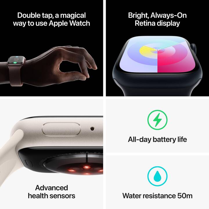 APPLE Watch Series 9 GPS + Cellular (41 mm, Aluminium, Rose, S/M)