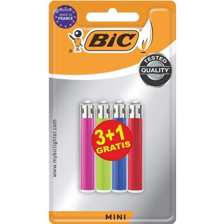 BIC Briquet à gaz J25 Mini (Multicolore, 4 pièce)